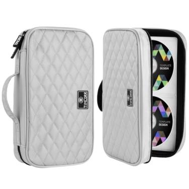 Imagem de Estojo organizador de DVD de 96 CDs com alça, carteira rígida à prova d'água, suporte de DVD compacto e portátil para viagens, carro, escritório,