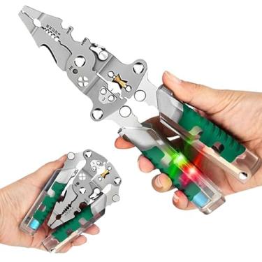 Imagem de Alicate de descascador de fios dobrável 18 em 1, ferramenta multifuncional com detector de tensão, cortadores com alicate, crimpador, divisão, alicate elétrico para cortar, descascar e puxar fios