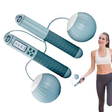 Imagem de Shakven Corda de pular sem fio, corda de pular | Corda de pular com peso e velocidade - Cordas de pular internas, corda de pular de contagem, corda de pular digital com contador para casa