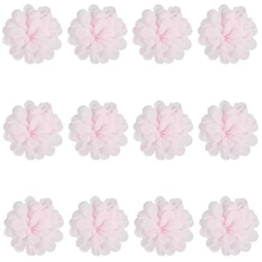 Imagem de GORGECRAFT 12 peças de tecido de costura de flor de chiffon 3D de 6 cm, apliques, buquês de noiva rosa, enfeites de renda de flores, enfeites para enfeites de renda para artesanato, roupas, tiaras