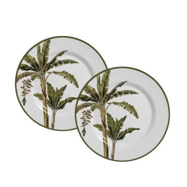 Imagem de Jogo 2 Pratos de Sobremesa de Cerâmica 20cm Malibu Coqueiro Alleanza 1