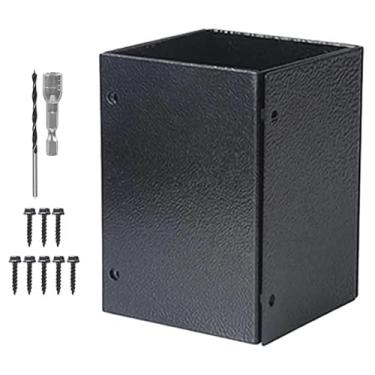 Imagem de KKSFBNKSK 1 conjunto de bases ajustáveis para postes de deck protetor de poste capa de corrimão cerca caixa de correio kit de coluna de metal suporte de poste de madeira