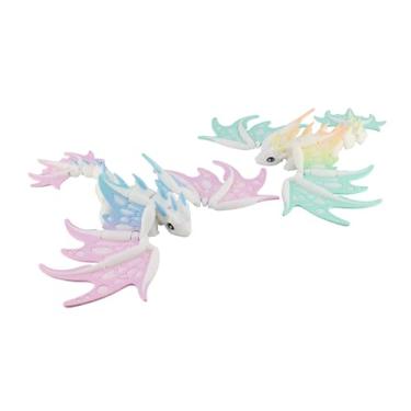 Imagem de PowerTRC 3D Printed Monarch Dragon 2 Pack – Articulated Moveable Wings, Rainbow Color Dragons, Flexible Fidget Desk Decor Figurines, Unique Color Blend Collectible Dragons for Adults