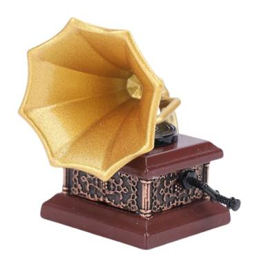 Imagem de SUNGOOYUE Acessório de Casa de Bonecas Em Miniatura Em Escala 1:12, Decoração de Gramofone, Toca-discos retrô Requintado, Mini Casa, Fonógrafo, Ornamento de Mesa para Casa