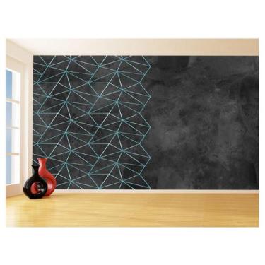 Imagem de Papel De Parede Concreto Linhas Azul Turquesa 3,5M Kkt334 - Você Decor