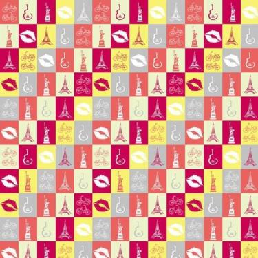 Imagem de Papel Parede Beijo Estatua Liberdade Paris Bicicleta Violão - LRP