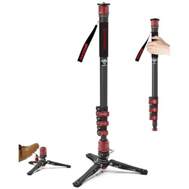 Imagem de IFOOTAGE Cobra 3 Monopé C180F-P, Mini tripé base de pedal CB3 Base-P perfil baixo, câmera de fibra de carbono 180.3 cm monopé de viagem com pedal, para Sony, Nikon, DSLR, Max. Carga útil 17,64lb/8KG