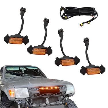 Imagem de Lyxheth 4 peças de luzes LED para grelha com adaptador de fusível, luzes de grelha para caminhões, kit de lâmpadas de rapina de para-choque com grade âmbar brilhante, à prova d'água, para Toyota