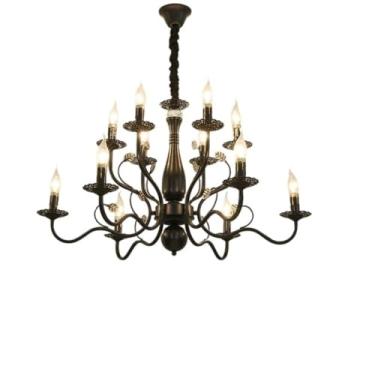 Imagem de Lustre de velas estilo retrô americano e rústico francês - peça central perfeita para sala de estar, iluminação criativa ideal para quartos de hóspedes e escritórios (12 lâmpadas)