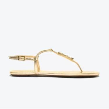 Imagem de Sandália Feminina Rasteira Crystal Schutz Logo Bege-Feminino