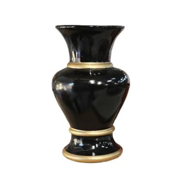 Imagem de Vaso Nobre de Cerâmica - Decoração Elegante para Festas, Aniversários e Arranjos Artificiais(Preto com Filete Dourado)