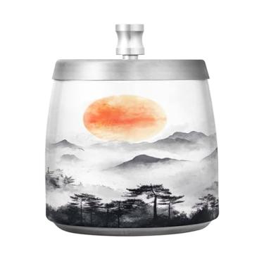 Imagem de SEHANY Cinzeiro Majestic Mountain Peak com tampa para cigarros, à prova de vento, sem fumaça, aço inoxidável, cinzeiros para uso interno e externo, grande, inodoro, para fumantes, decoração de