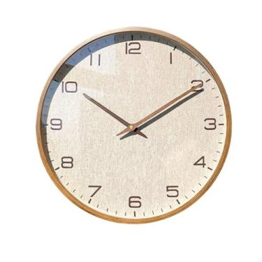 Imagem de Relógio de parede Este relógio de parede silencioso apresenta um design com textura madeira natural e ostenta uma aparência requintada, exalando estética sofisticada para decoração de casa(Pequeno)