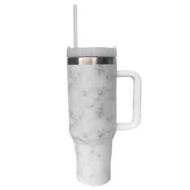 Imagem de Copo Térmico Inox 1200Ml Com Tampa Canudo Quente Frio -Cinza