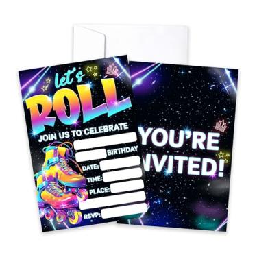 Imagem de CLIRBE Convites de festa de aniversário, convites de aniversário neon brilhante para irmão irmão adolescentes meninos meninas, 20 cartões de convites com 20 envelopes, lembrancinhas de artigos de