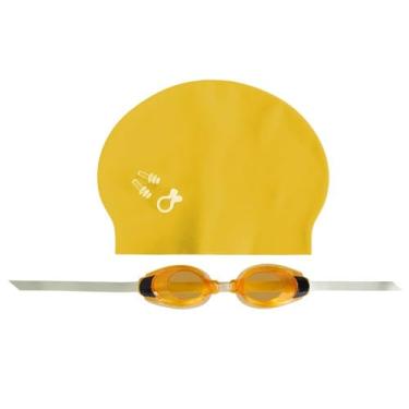 Imagem de Kit de Natação com Óculos, Touca, Protetor de Ouvido e Nariz, Amarelo, 4 Peças