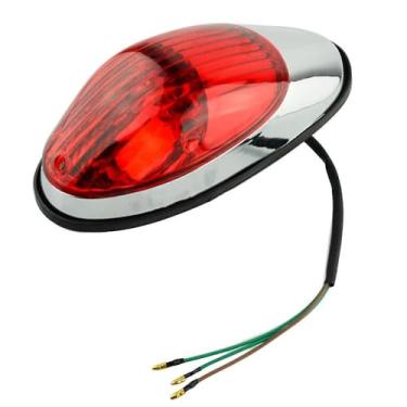 Imagem de Farol de Freio Moto Traseiro Indicador Super Brilhante Duradouro Resposta Rápida Função Marcha com 3 Fios Capa ABS Cromada Lente Vermelha Para Motos Shadow Cruisers