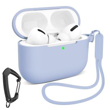 Imagem de MILPROX Capa compatível com AirPods P3 - Capa protetora de silicone macio com mosquetão/cordão para mulheres e meninas, LED frontal visível, design feminino suave para capa à prova de choque - azul