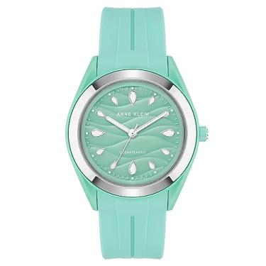 Imagem de Anne Klein Relógio feminino com pulseira de plástico reciclado solar oceano, AK/3913, Verde marinho