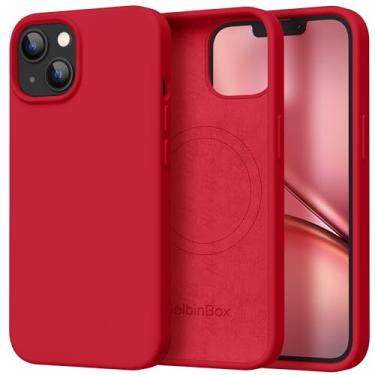 Imagem de GolbinBox Capa magnética para iPhone 13, compatível com MagSafe, [forro de microfibra macio antiarranhões], capa protetora de silicone líquido fino à prova de choque para iPhone 13 de 6,1 polegadas,