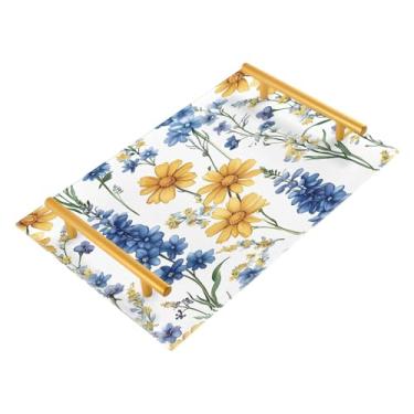 Imagem de Wassud Pétalas de flores graciosas bandeja de banheiro com alças organizador de perfume de joias de acrílico para banheiro quarto cozinha balcão 30 x 20 cm