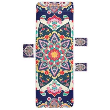 Imagem de STAYTOP Capa de toalha de cadeira de salão Boho mandala, macia, capas de cadeira de praia com bolsos para jardim ao ar livre, pátio, pátio, banhos de sol, gramado, 215 x 76 cm