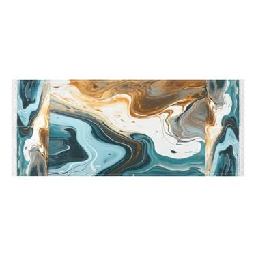 Imagem de Wassud Capas abstratas para lavadora e secadora oceânica, protetor de lavadora com sacos de armazenamento, capa de geladeira à prova de poeira com bolsos para lavanderia doméstica, cozinha, 120 x 55