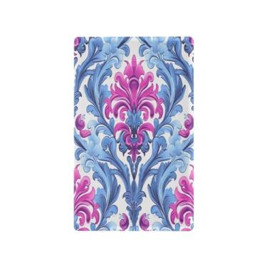 Imagem de Wassud Placa de cobertura de interruptor de luz com padrão de damasco rosa e azul, 1 capa de tomada em branco, placa de parede decorativa, decoração de casa, sala de estar, quarto