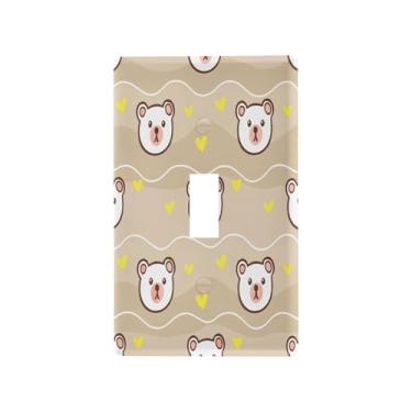 Imagem de Wassud Urso com corações, interruptor de luz, placa decorativa para tomada de parede, para tomadas elétricas, interruptor único, 11 x 7 cm