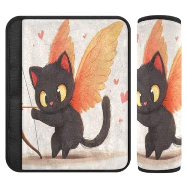 Imagem de Burbuja Capa para cinto de segurança de carro Cupido Valentine Cupid Protetor de cinto de segurança de carro macio para alça de ombro de assento de carro, 1 par médio