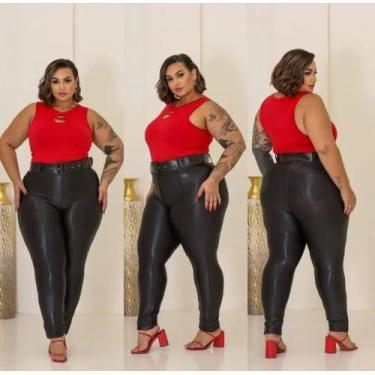 Imagem de Calça Legging Plus Size Moda extra Grande em Cirrê com Cinto cintura a