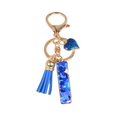 Imagem de Chaveiro De Liga Com Borla Azul, Pingente De Letra Inicial (26 Letras)