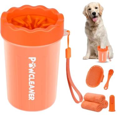 Imagem de Limpador profissional 7 em 1 para cães e gatos – Inclui 1 lavador de pata portátil, 1 escova de banho, 2 escovas de dentes para cães e 3 toalhas absorventes. Observação: serve para patas de 3,8 a 6,8