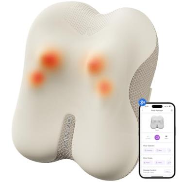 Imagem de arboleaf Massageador nas costas para alívio da dor, controle de aplicativo Bluetooth, massagem shiatsu sem fio nas costas com calor, amassamento profundo para parte superior e inferior das costas