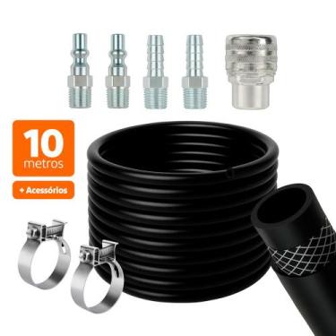 Imagem de Kit Mangueira de Ar 10 Metros para Compressor com Acessórios e Engate 