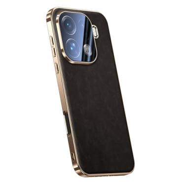 Imagem de FWYANZH Capa de couro para Oppo Find X9/X9pro, capa fosca de ovelha galvanizada fina com proteção contra quedas, marrom, X9Pro
