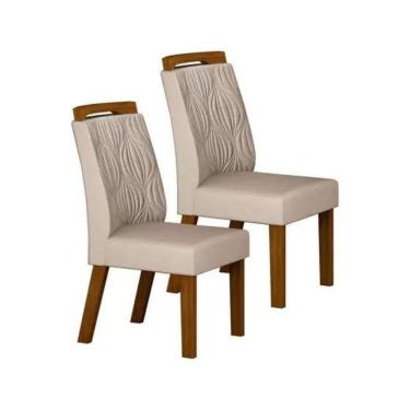 Imagem de Conjunto 2 Cadeiras Ilhéus Leifer Freijó Veludo Bege