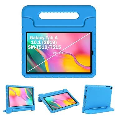 Imagem de Thoreta Capa infantil para Samsung Galaxy Tab A 10.1 (2019) modelo SM-T510/T515, leve, à prova de choque, adequada para crianças, EVA com alça conversível, azul