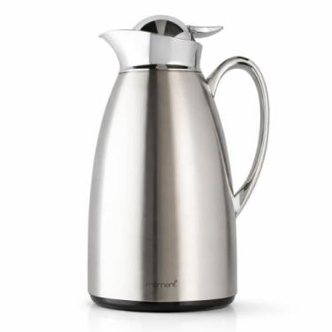 Imagem de Garrafa Térmica Aço Inox Escovado 1 Litro Conserva Bebidas Quentes Fri