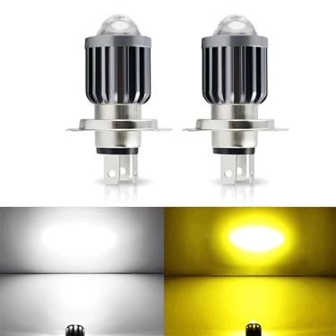 Imagem de Akozon Lâmpada LED para Carro, Lâmpada de Freio Traseiro, Alto Brilho, Economia de Energia para Motocicleta, Scooter (H4 Branco Amarelo Dupla Cor)