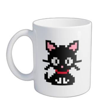 Imagem de Caneca Xícara de Café Porcelana 300ml Com Ilustração de Gato Preto