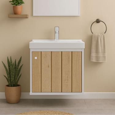 Imagem de Gabinete Armário para Banheiro 40cm MDF com Cuba - Veneto Berlin