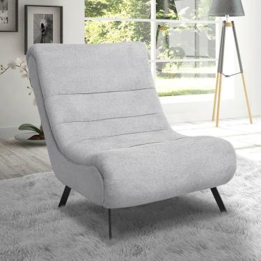 Imagem de Poltrona Com Pés Em Ferro Tecido Bouclé Vancouver – Lucadi Cinza
