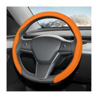 Imagem de FALVFUN Capa de volante de carro, couro napa de 38 cm, antiderrapante, respirável, protetor de volante de veículo, acessórios de decoração de interiores automotivos, universal para caminhão SUV RV