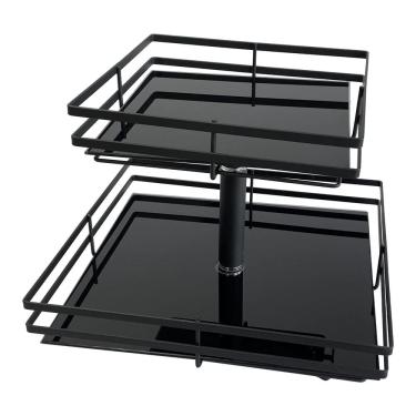 Imagem de Fruteira Dupla Piatina Quadrada Com Vidro Black Giosul