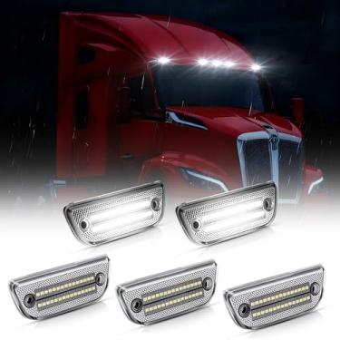 Imagem de D-Lumina 5 peças de luzes de LED para telhado de cabine para caminhões pesados Kenworth T680 T770 T880 e Peterbilt 579, lentes transparentes, luzes de LED brancas para cabine com marcador de cabine