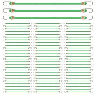 Imagem de Wanmu 80 peças de cordas elásticas pequenas, cordas elásticas de borracha de 25 cm com ganchos, tiras elásticas para acampamento ao ar livre, tendas, lonas, bicicletas, trailer, bagagem, bagagem