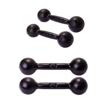 Imagem de Kit 2 Pares Halter Bola 1kg e 2kg Pintado Ferro Original