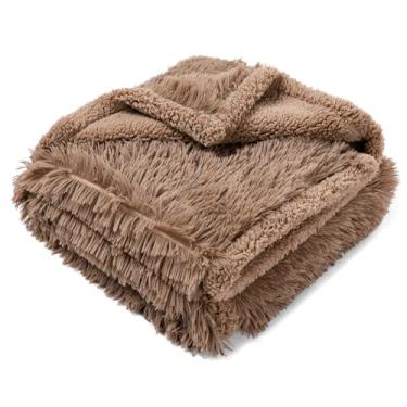 Imagem de Cobertor impermeável para sofá de cachorro marrom longo pele sintética para cães pequenos, gatos, cachorrinho, capa de sofá, cama de amor, tapete lavável (marrom, PP-71 x 50 cm)