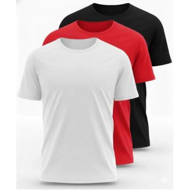 Imagem de Kit 3 Camisetas Masculina Lisa Básica Leve 100% Algodão Top - Betini'S